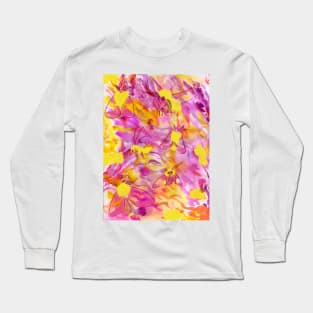 Rosy Maple Moth Watercolor Pattern Long Sleeve T-Shirt